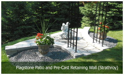Flagstone Patio and Pre-Cast Retaining Wall (Strathroy)