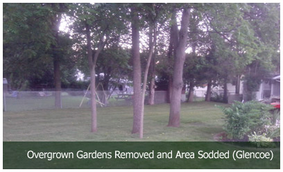 Overgrown Gardens Removed and Area Sodded (Glencoe)